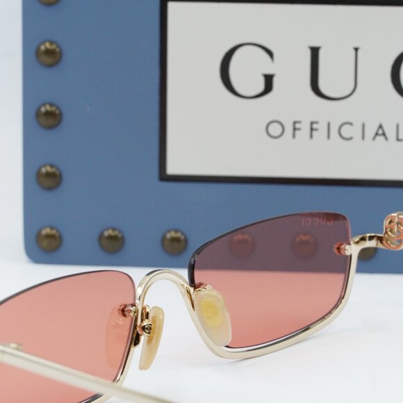 Gucci GG1278S 003 Rectangle Sunglasses - Gold\Red - Picture 8 of 10